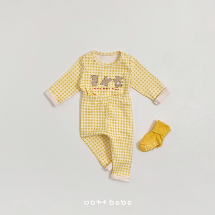 Oott Bebe - Korean Baby Fashion - #babyboutique - Check Bear Easywear Set - 11
