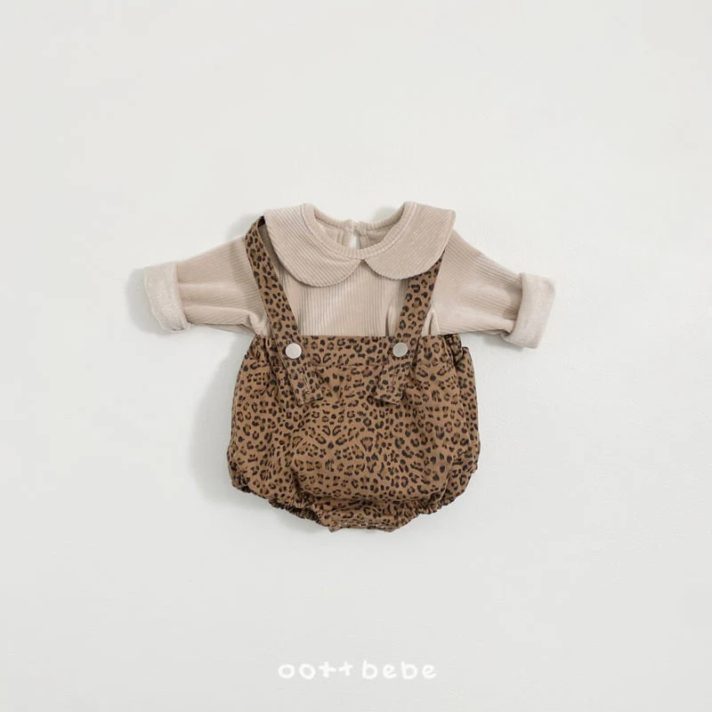 Oott Bebe - Korean Baby Fashion - #babyboutique - Leopard Suspender Suit - 5