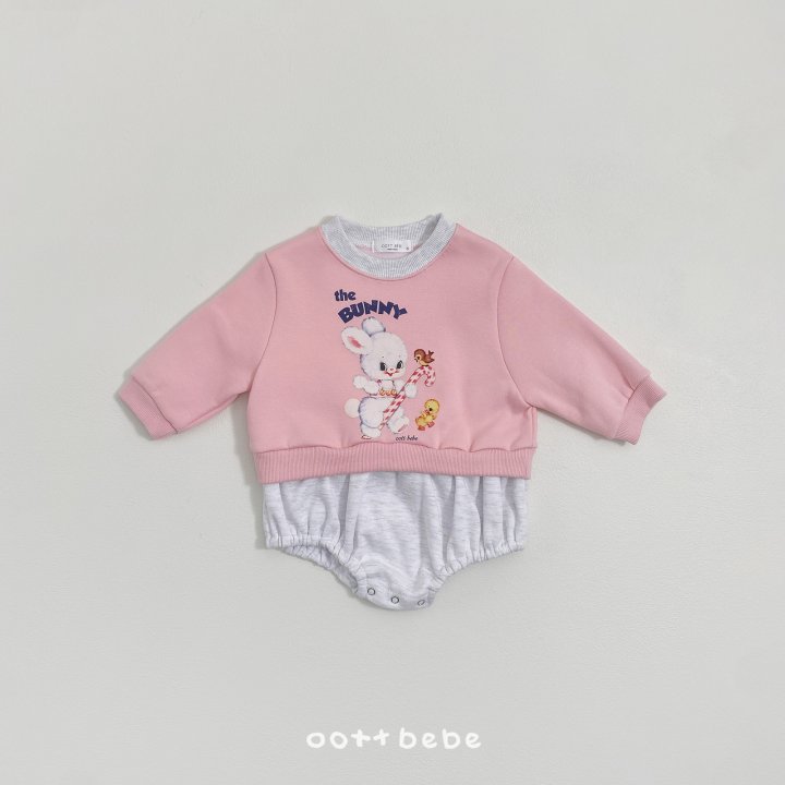 Oott Bebe - Korean Baby Fashion - #babyboutiqueclothing - Fleece Bear Bunny Sweatshirt Suit  - 3