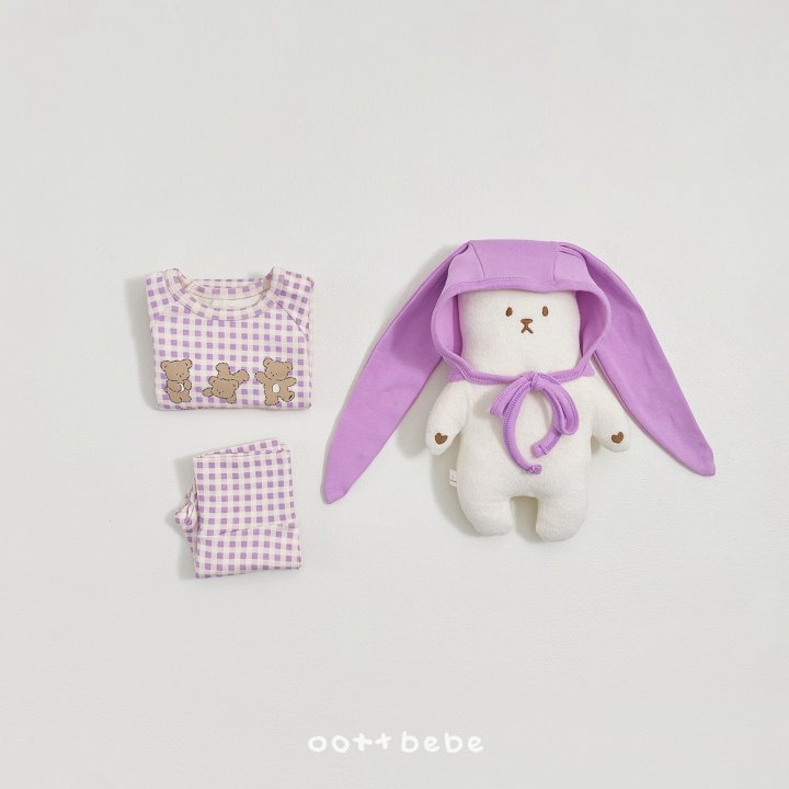 Oott Bebe - Korean Baby Fashion - #babyboutiqueclothing - Check Bear Suit - 12