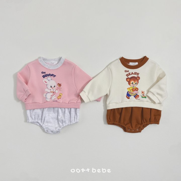 Oott Bebe - Korean Baby Fashion - #babyfashion - Fleece Bear Bunny Sweatshirt Suit  - 5