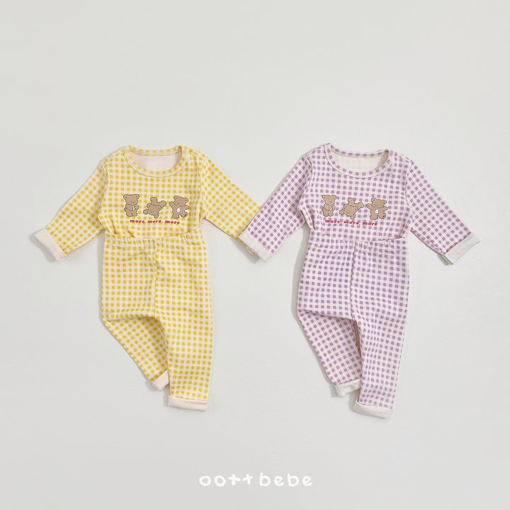 Oott Bebe - Korean Baby Fashion - #babyfever - Check Bear Easywear Set