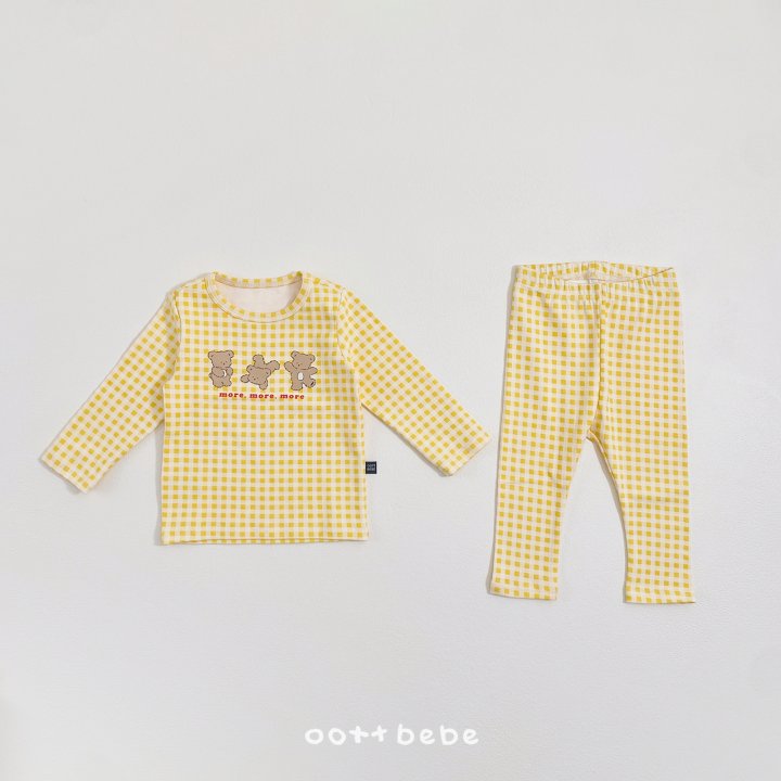Oott Bebe - Korean Baby Fashion - #babylifestyle - Check Bear Easywear Set - 4