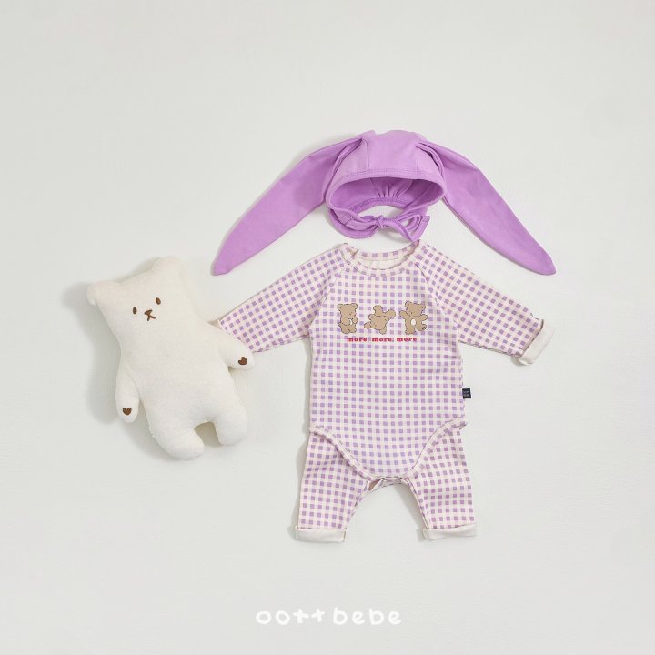 Oott Bebe - Korean Baby Fashion - #babyoninstagram - Check Bear Suit - 3
