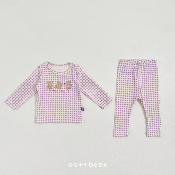Oott Bebe - Korean Baby Fashion - #babyootd - Check Bear Easywear Set - 5