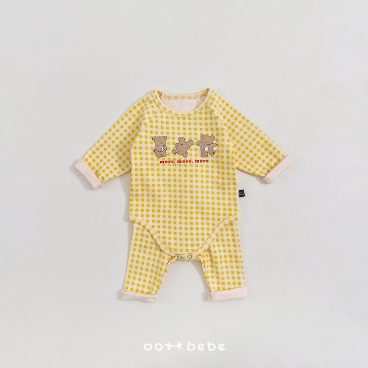Oott Bebe - Korean Baby Fashion - #babyoninstagram - Check Bear Suit - 4