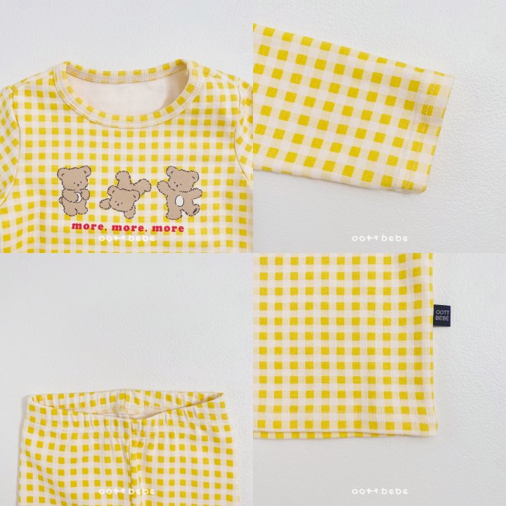 Oott Bebe - Korean Baby Fashion - #babyoutfit - Check Bear Easywear Set - 6