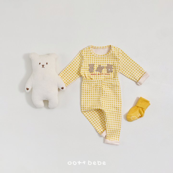 Oott Bebe - Korean Baby Fashion - #babyoutfit - Check Bear Easywear Set - 7