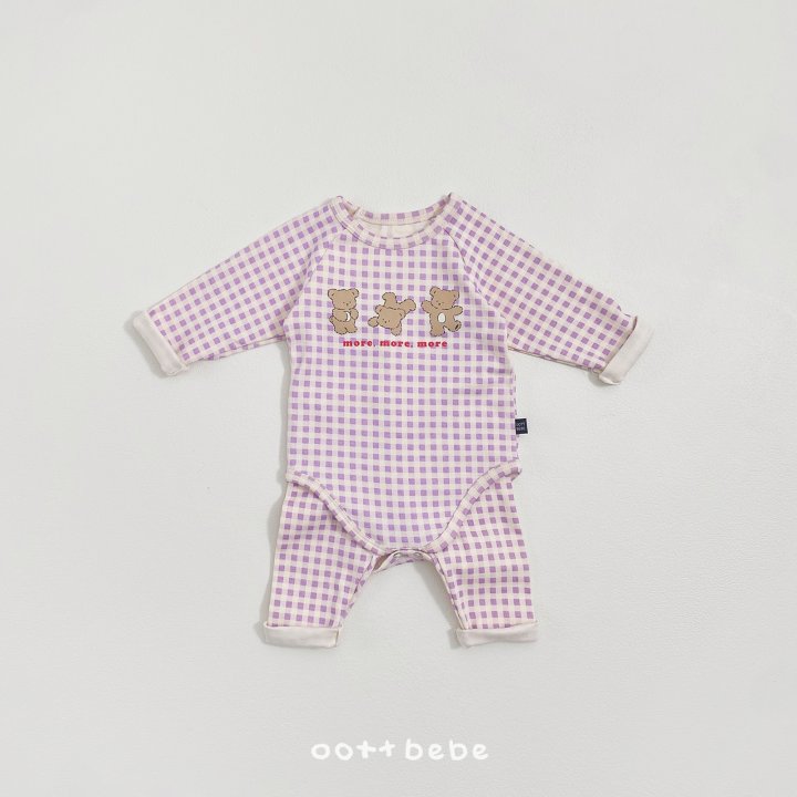 Oott Bebe - Korean Baby Fashion - #babyoutfit - Check Bear Suit - 5