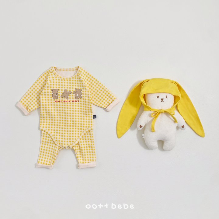 Oott Bebe - Korean Baby Fashion - #babyoutfit - Check Bear Suit - 6