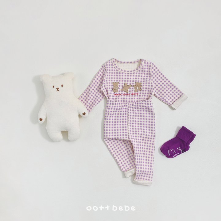 Oott Bebe - Korean Baby Fashion - #babywear - Check Bear Easywear Set - 8