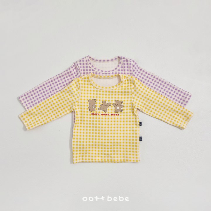 Oott Bebe - Korean Baby Fashion - #onlinebabyboutique - Check Bear Easywear Set - 9