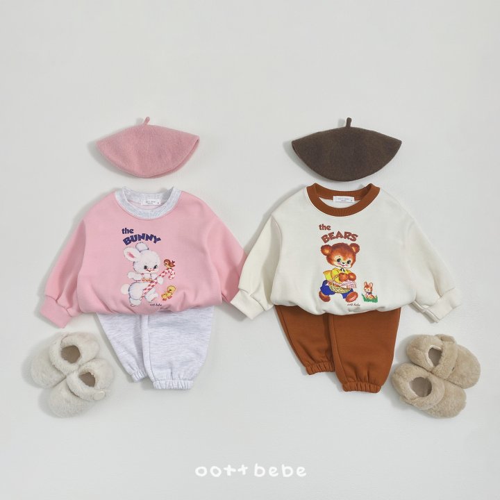Oott Bebe - Korean Baby Fashion - #onlinebabyshop - Fleece Bear Bunny Set
