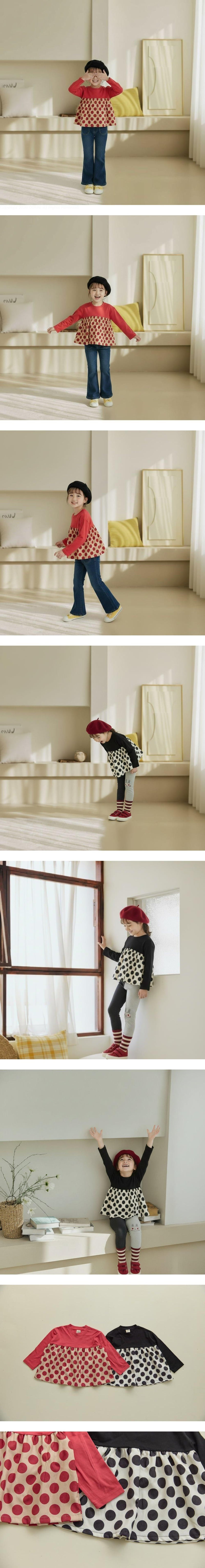 Orange Mom - Korean Children Fashion - #designkidswear - Dot Contrast Tee
