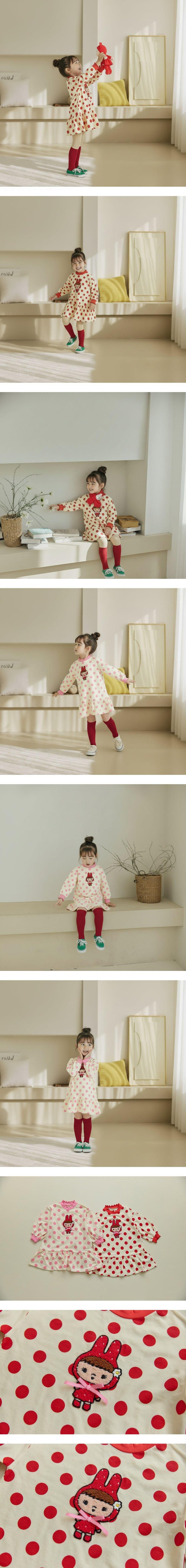 Orange Mom - Korean Children Fashion - #littlefashionista - Boucle Girl Dot One-piece