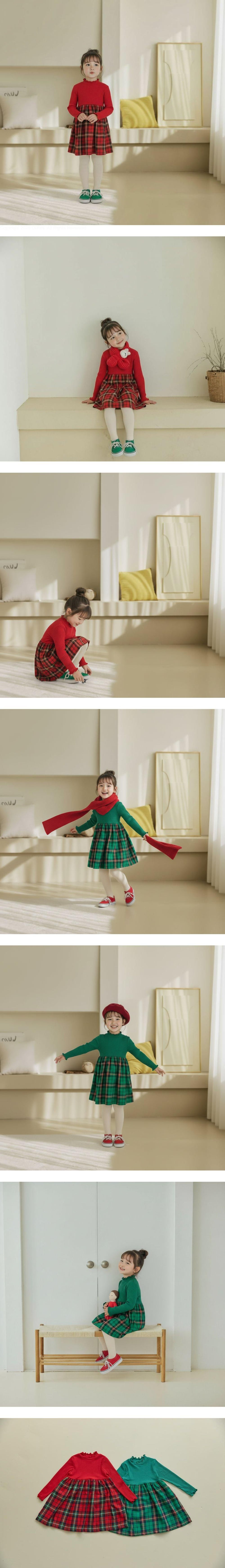 Orange Mom - Korean Children Fashion - #magicofchildhood - Interlock Check One-piece