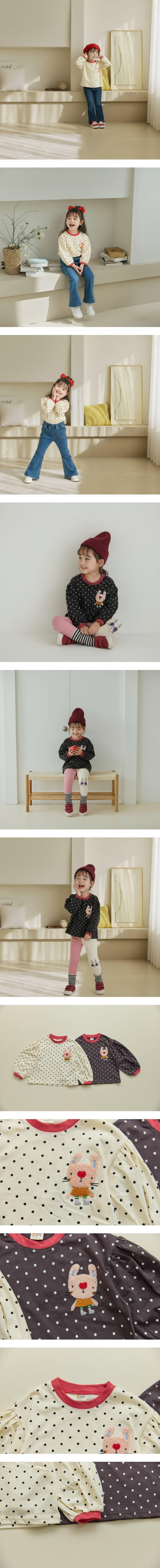 Orange Mom - Korean Children Fashion - #minifashionista - Boucle Rabbit Dot Tee