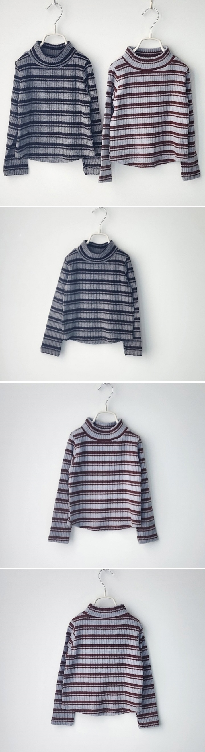 Ossi'i - Korean Children Fashion - #childofig - Stripe Half Turtleneck Tee