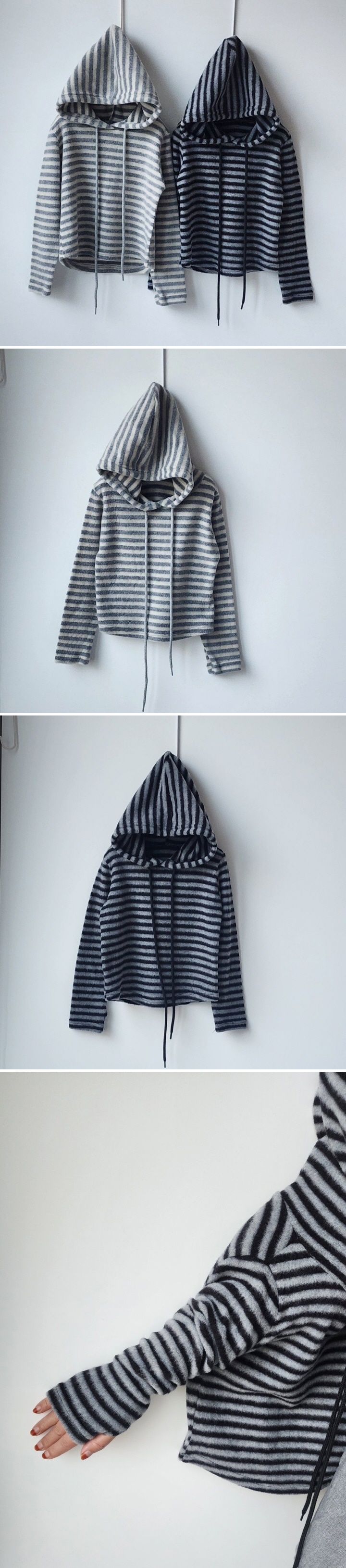 Ossi'i - Korean Children Fashion - #prettylittlegirls - Finger Stripe Hoodie