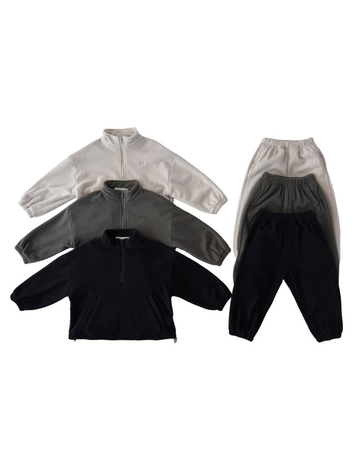 Our - Korean Children Fashion - #designkidswear - Half Zip-Up Fleece Top Bottom Set (Junior)