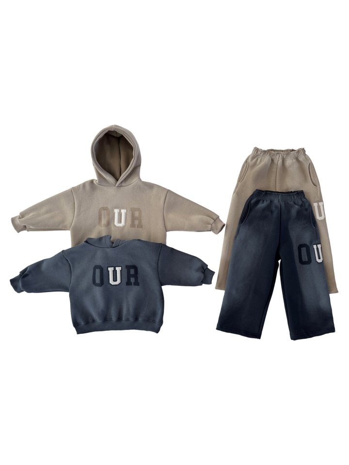 Our - Korean Children Fashion - #kidsshorts - Dusty Hood Top Bottom Set (Junior)