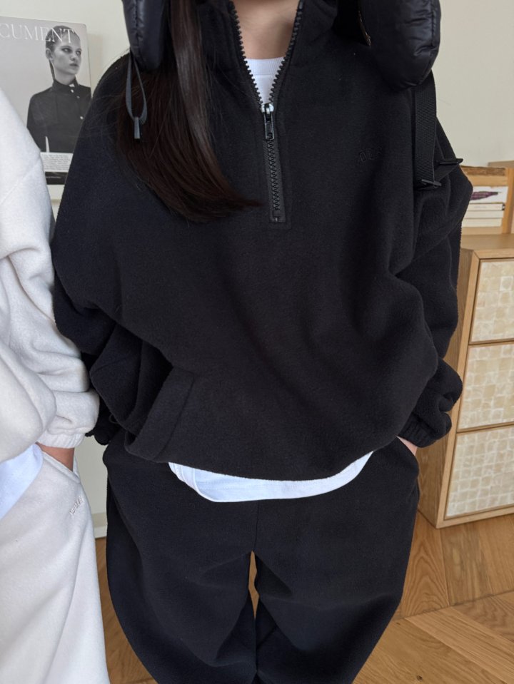 Our - Korean Children Fashion - #littlefashionista - Half Zip-Up Fleece Top Bottom Set (Kids) - 9