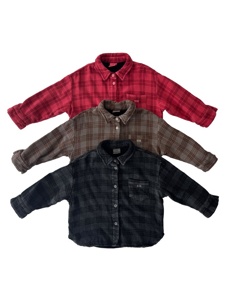 Our - Korean Children Fashion - #minifashionista - Fleece Dyed Check Shirt