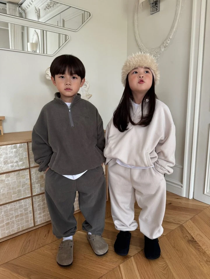 Our - Korean Children Fashion - #prettylittlegirls - Half Zip-Up Fleece Top Bottom Set (Kids) - 12