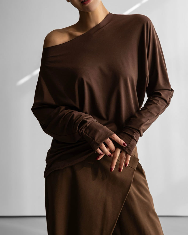 Paper Moon - Korean Women Fashion - #momslook - Unbalanced Jersey Finger Hole Tee
