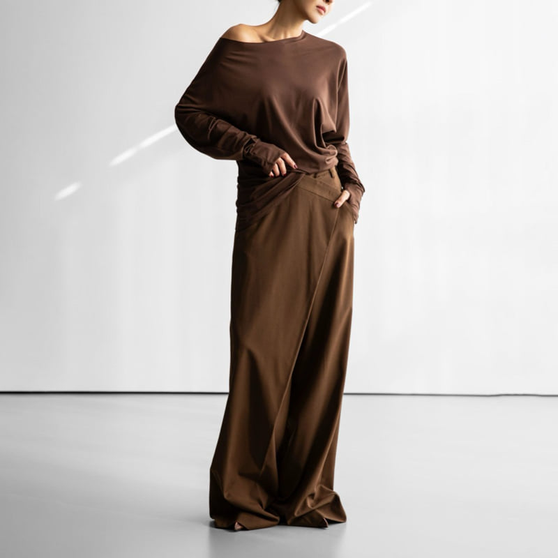 Paper Moon - Korean Women Fashion - #momslook - Unbalanced Jersey Finger Hole Tee - 3