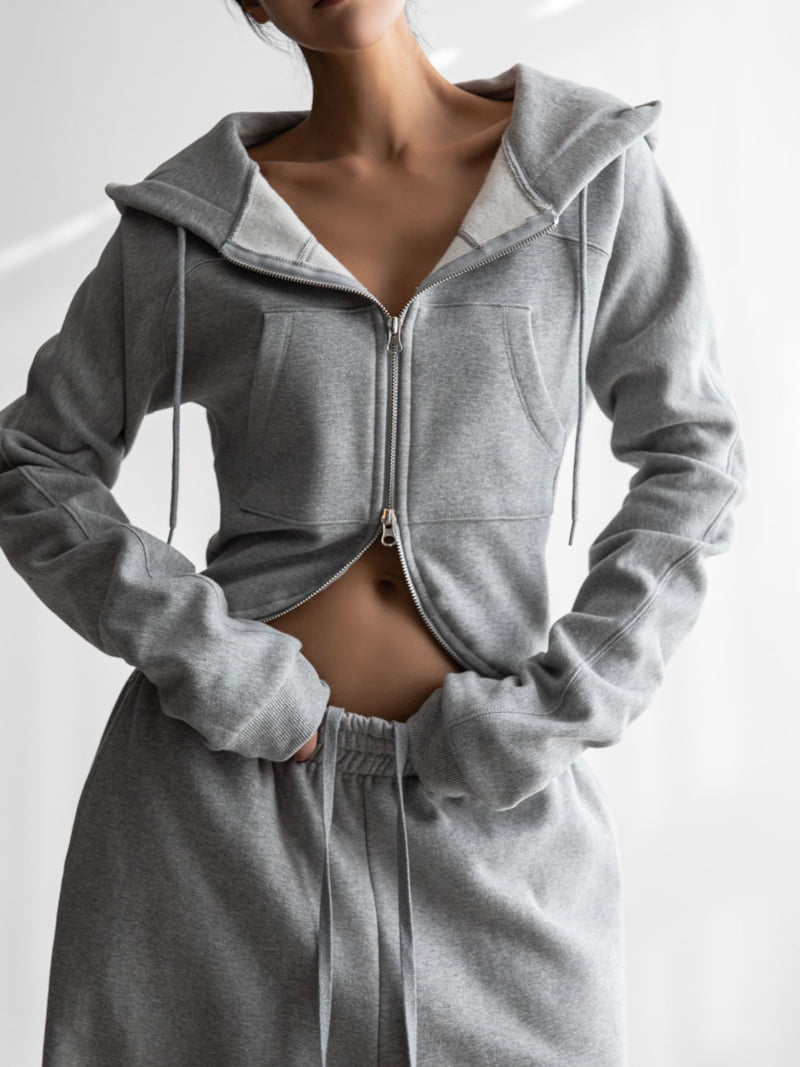 Paper Moon - Korean Women Fashion - #momslook - Round Line Slim Hoodie Zip-Up - 5