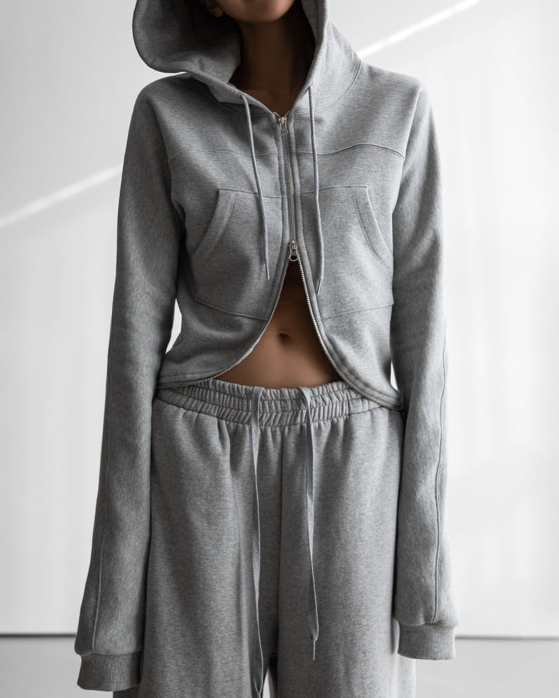 Paper Moon - Korean Women Fashion - #momslook - Round Line Slim Hoodie Zip-Up - 6
