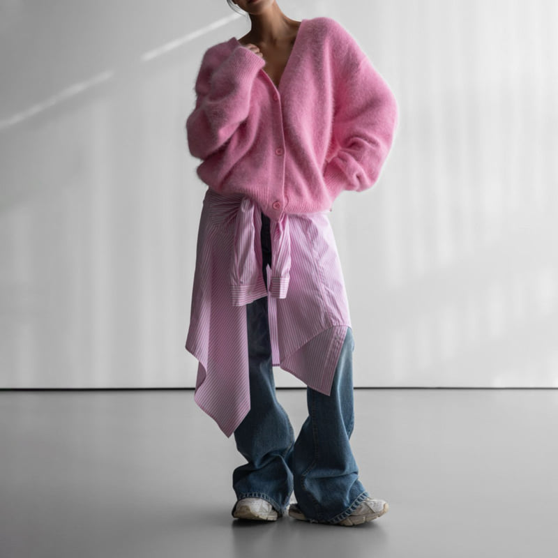 Paper Moon - Korean Women Fashion - #momslook - Luxe Mink Angora Knit Cardigan - 4