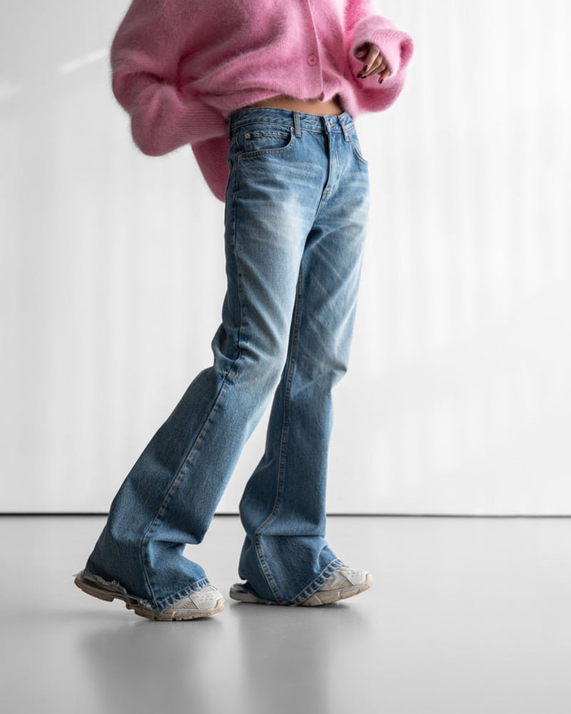 Paper Moon - Korean Women Fashion - #momslook - Classic Flare Denim Blue Jeans - 4