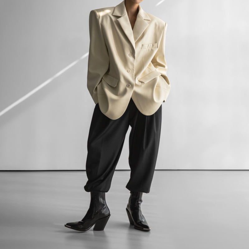 Paper Moon - Korean Women Fashion - #momslook - Oversized Shiny Three Button Blazer - 6