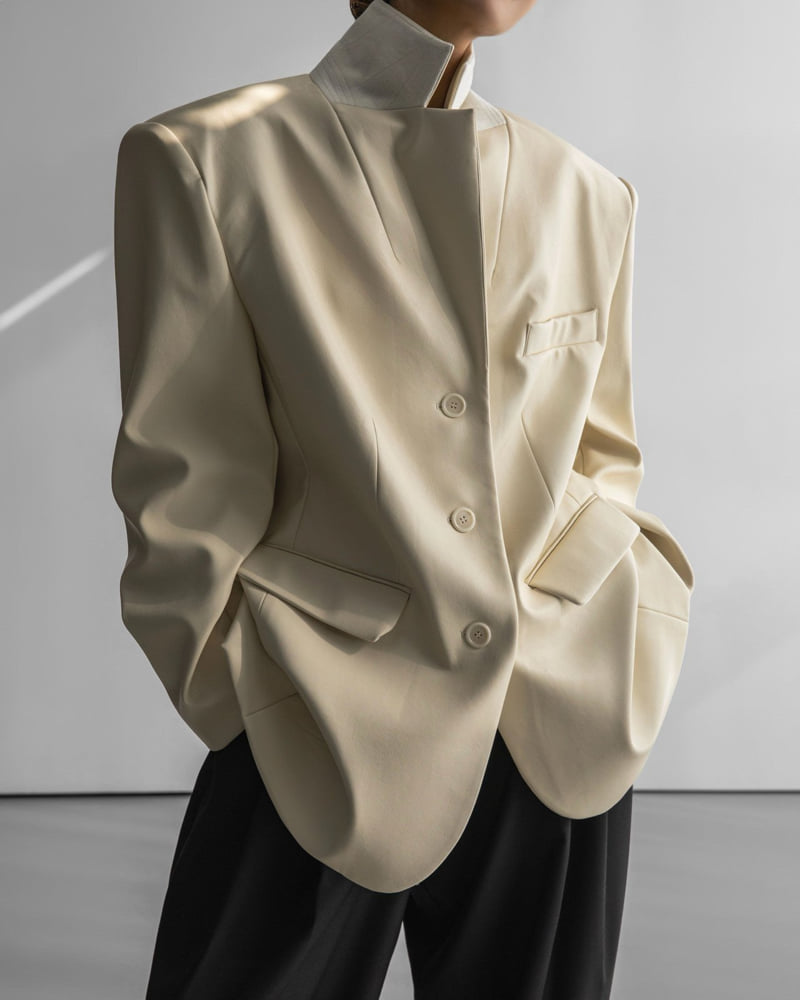 Paper Moon - Korean Women Fashion - #momslook - Oversized Shiny Three Button Blazer - 8