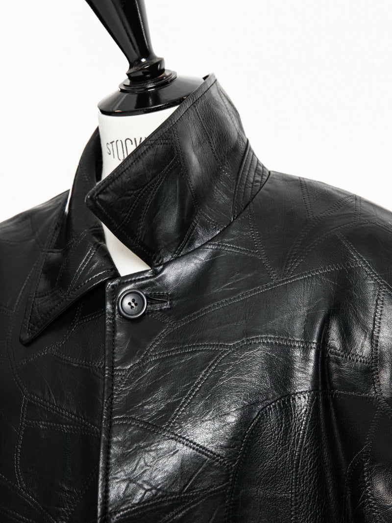 Paper Moon - Korean Women Fashion - #momslook - Patchwork Vegan Single Button Half Coat - 5