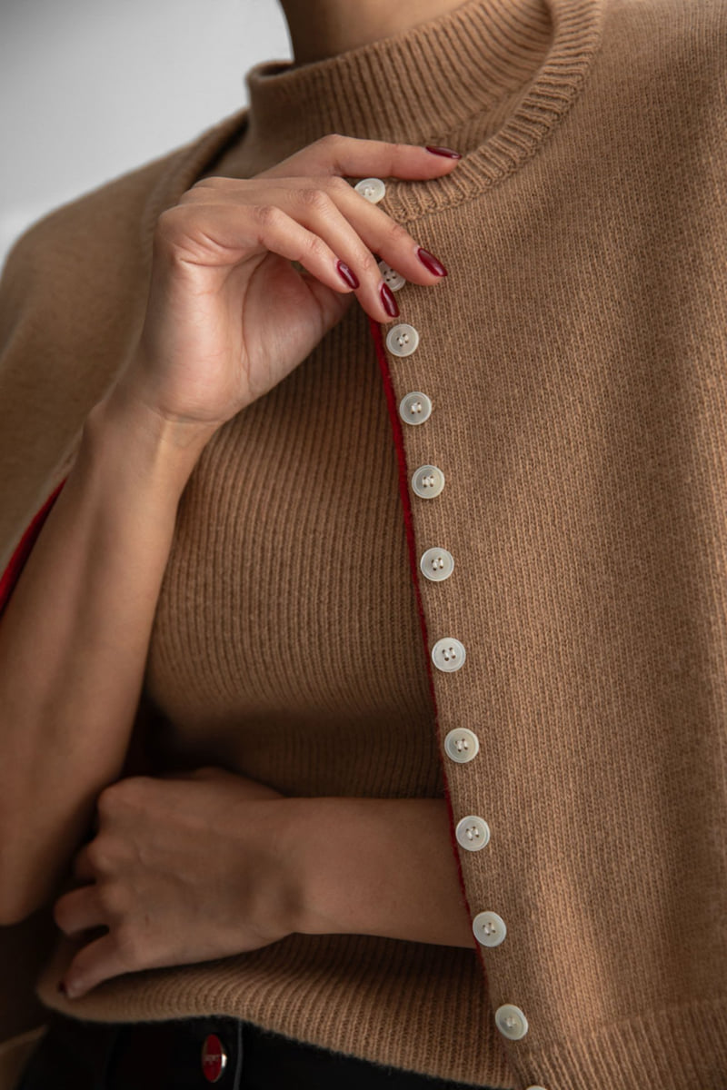 Paper Moon - Korean Women Fashion - #momslook - Stitch Button Detail Cashmere Wool Crop Cardigan - 8