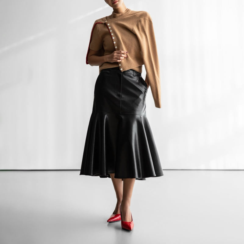 Paper Moon - Korean Women Fashion - #momslook - Vegan Mermaid Peplum Midi Skirt - 3