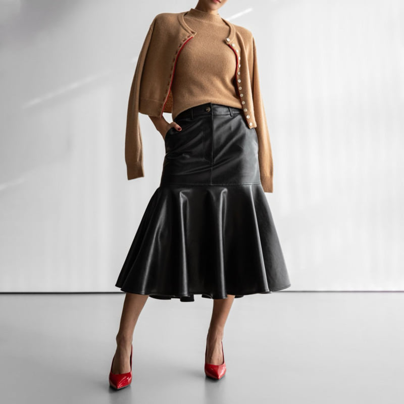 Paper Moon - Korean Women Fashion - #momslook - Vegan Mermaid Peplum Midi Skirt - 7