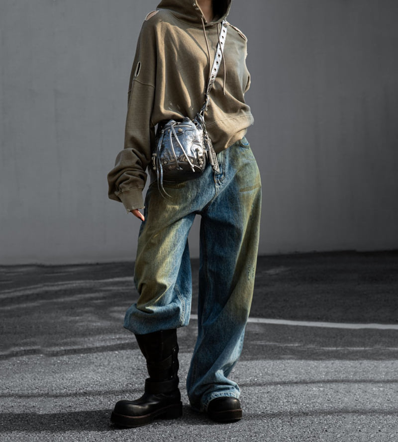 Paper Moon - Korean Women Fashion - #momslook - Oversized Pigment Cutting Detail Hoodie - 6