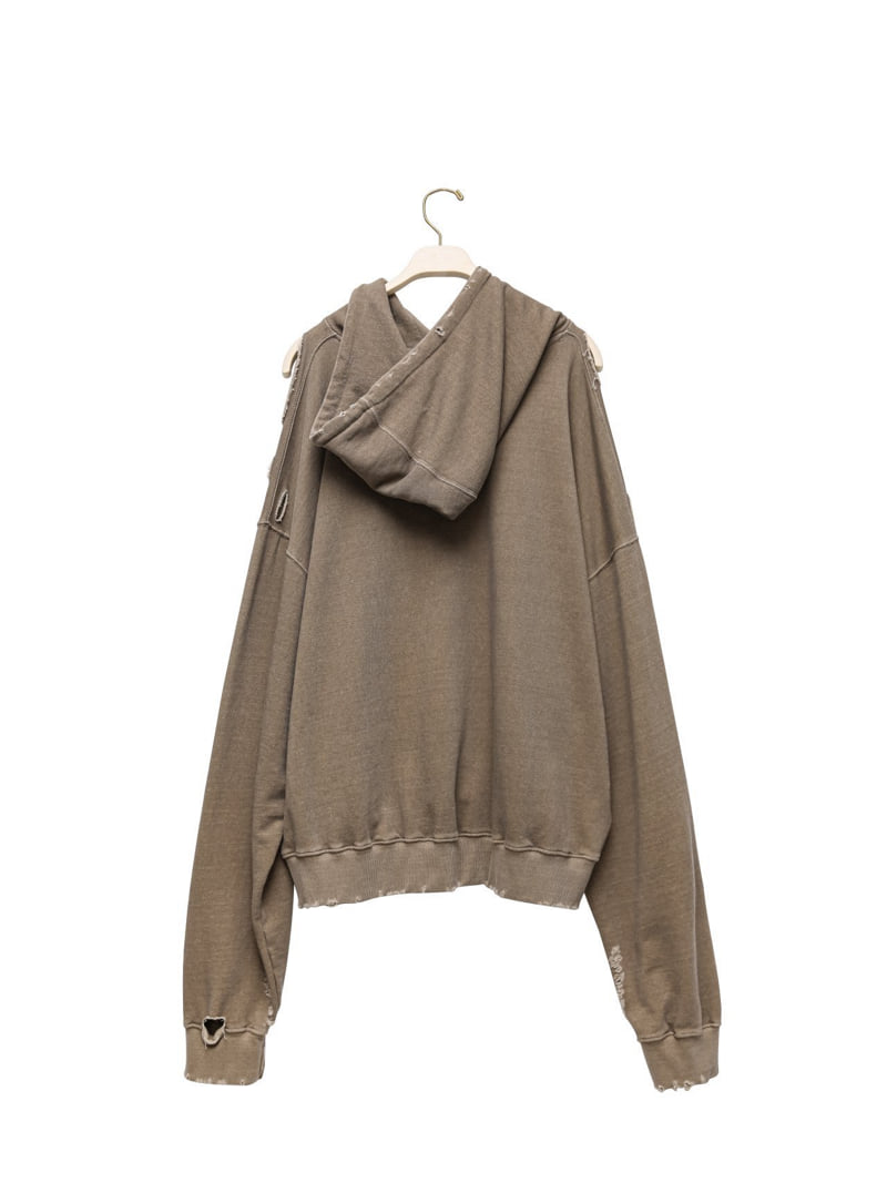 Paper Moon - Korean Women Fashion - #momslook - Oversized Pigment Cutting Detail Hoodie - 8