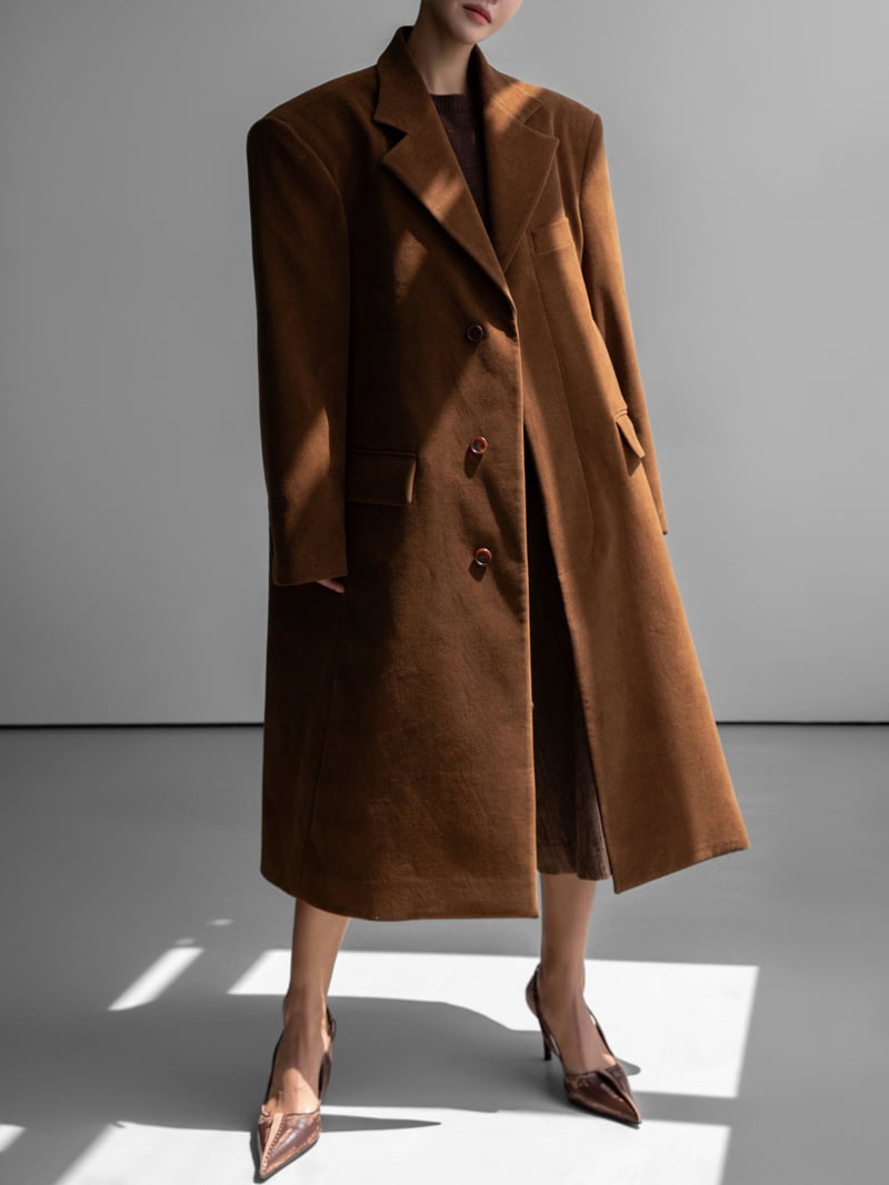 Paper Moon - Korean Women Fashion - #momslook - Oversized Hidden Button Single Dobby Coat