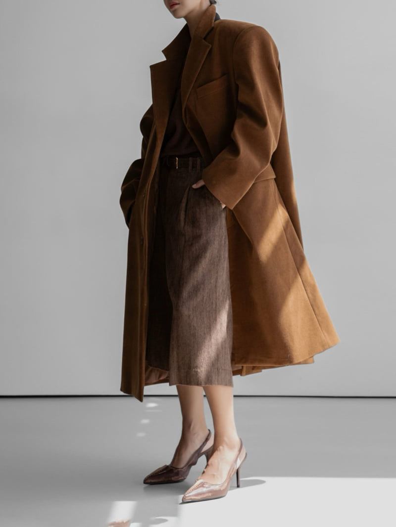 Paper Moon - Korean Women Fashion - #momslook - Oversized Hidden Button Single Dobby Coat - 3