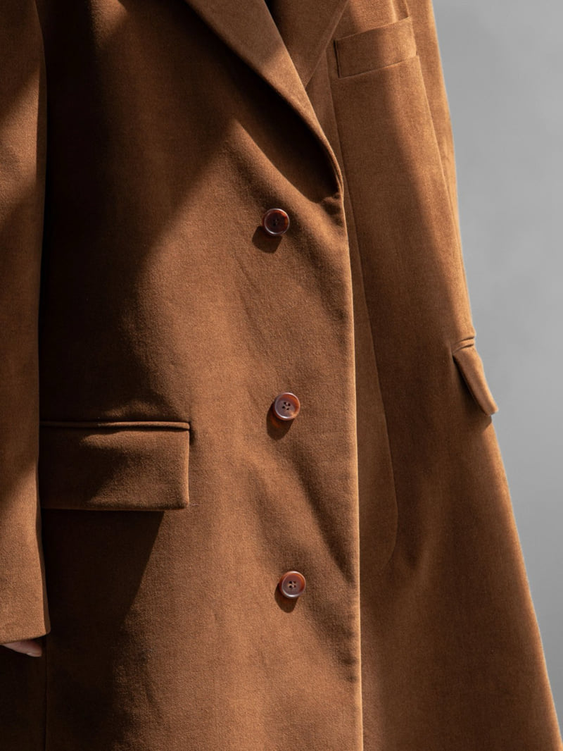 Paper Moon - Korean Women Fashion - #momslook - Oversized Hidden Button Single Dobby Coat - 5