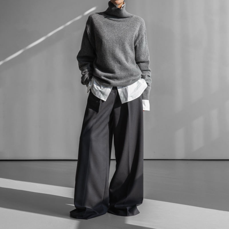 Paper Moon - Korean Women Fashion - #momslook - Cashmere Wool High Neck Knit Top - 2