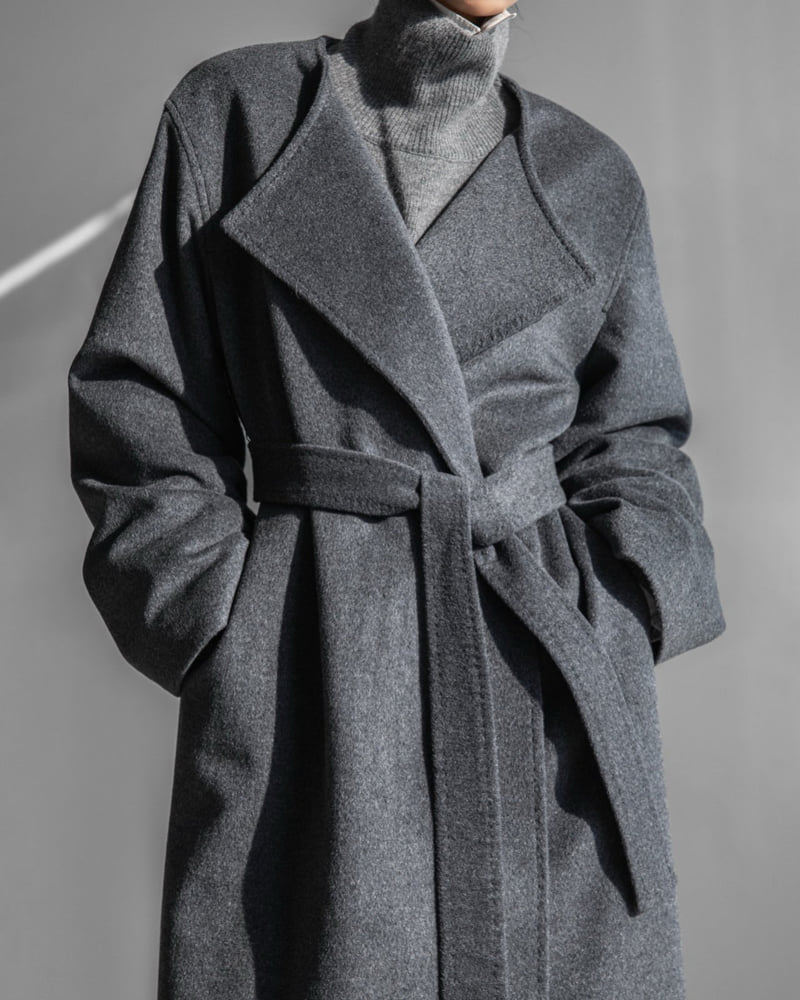 Paper Moon - Korean Women Fashion - #momslook - Luxe Cashmere Wool Stitch Point Robe Belted Coat
