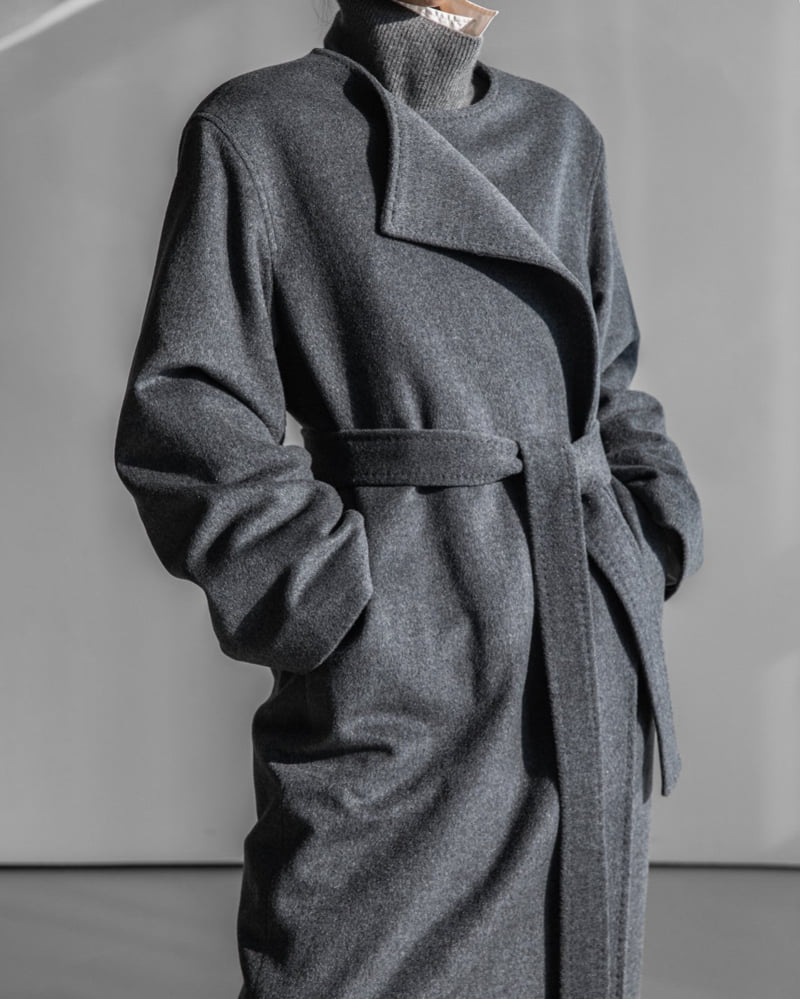 Paper Moon - Korean Women Fashion - #momslook - Luxe Cashmere Wool Stitch Point Robe Belted Coat - 3