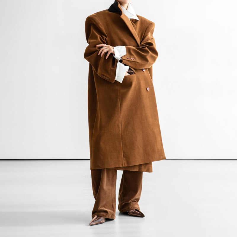 Paper Moon - Korean Women Fashion - #womensfashion - Oversized Hidden Button Single Dobby Coat - 4