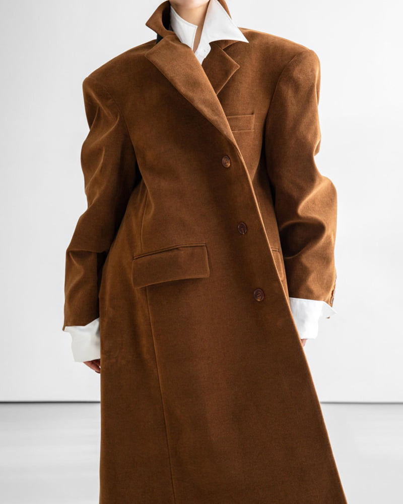 Paper Moon - Korean Women Fashion - #momslook - Oversized Hidden Button Single Dobby Coat - 6